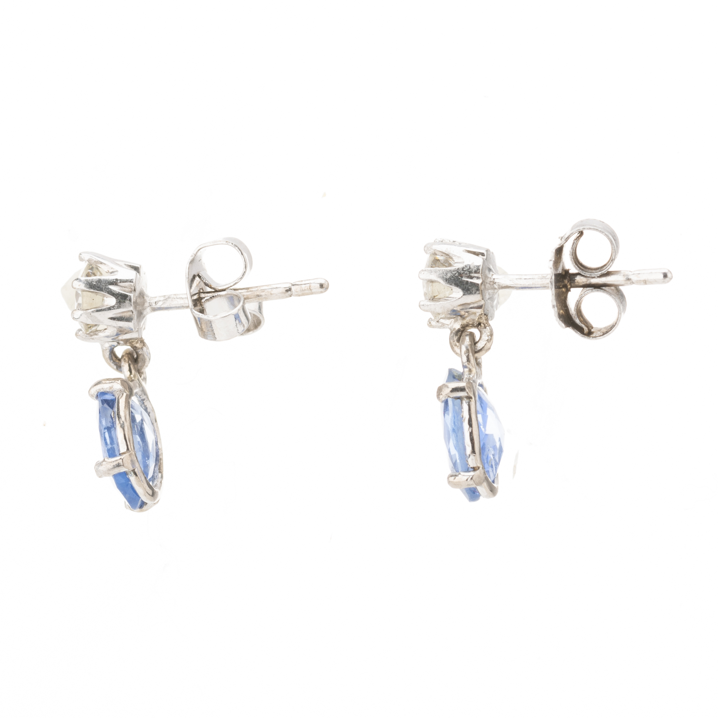 A pair of sapphire and diamond drop earrings - Image 2 of 2