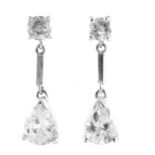 A pair of 18ct gold vari-cut diamond drop earrings