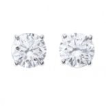 An impressive pair of 18ct gold brilliant-cut diamond stud earrings