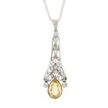 An early 20th century Sri Lankan yellow sapphire and diamond necklace
