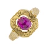 A late 19th century gold, Burmese star ruby single-stone ring