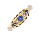 An Edwardian 18ct gold sapphire and diamond five-stone ring