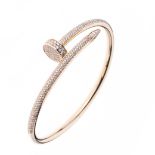 Cartier, an 18ct rose gold, pave-set diamond Juste Un Clou bangle