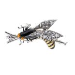 A mid 20th century 18ct gold diamond and enamel wasp brooch