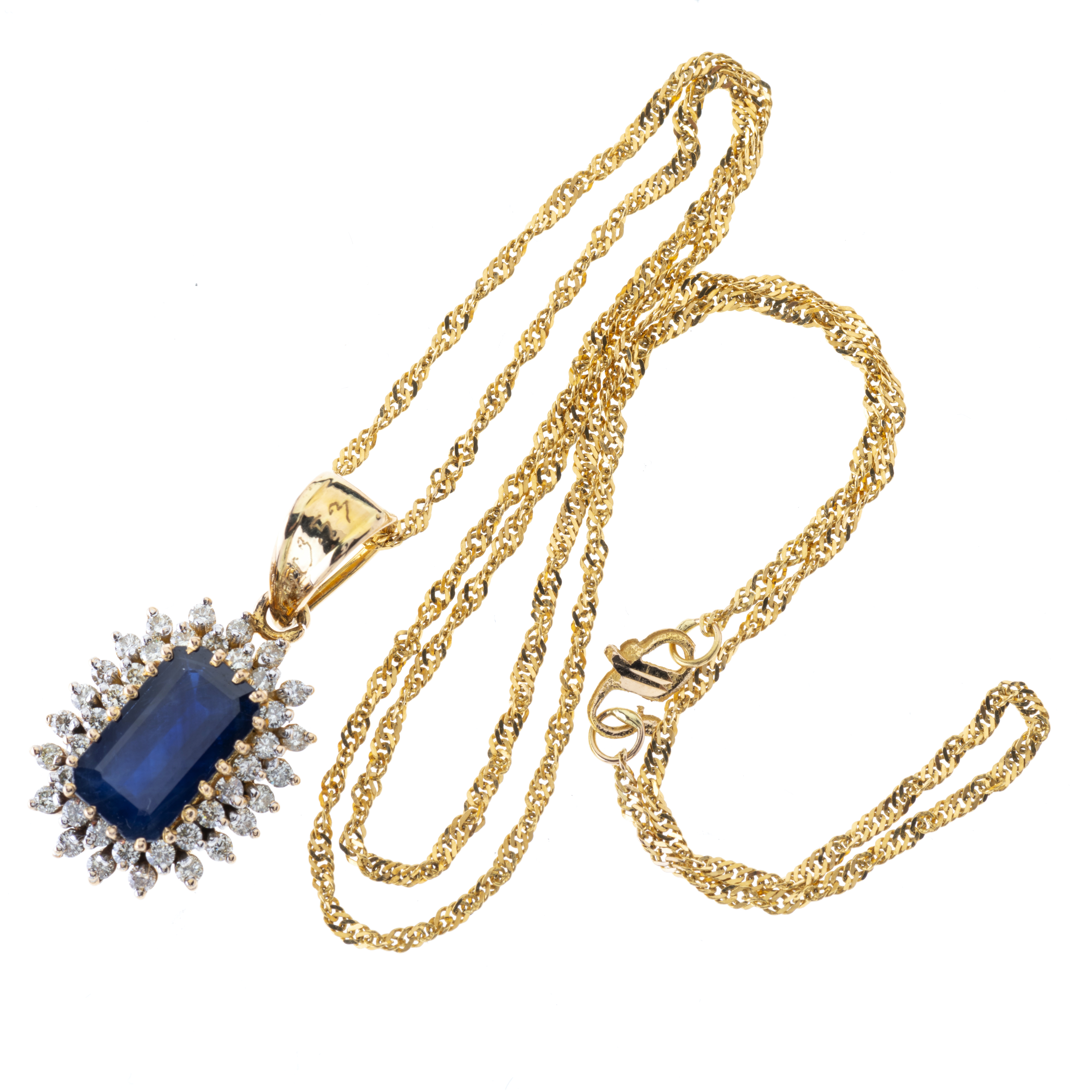 An 18ct gold sapphire and diamond cluster necklace - Image 3 of 3