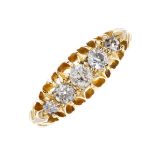 An early 20th century 18ct gold old-cut diamond five-stone ring