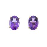 A pair of 9ct gold amethyst stud earrings