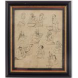 Indian Mughal/Persian School (18th/19th century), Chefs Preparing Food, pen and ink drawing