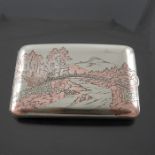 A Japanese silver and mixed metal cigarette case, circa 1930s
