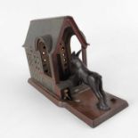 An American Mule and Barn cast iron mechanical money bank or box