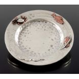 An American Japonesque silver and mixed metal pin dish, Whiting Manufacturing Company, New York circ