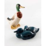 Charles Noke for Royal Doulton, a resting ducks figure group and a figure of Drake Mallard HN2555