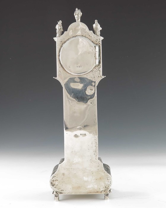 A 19th century Dutch silver novelty longcase clock, import marks Lewis Lewis, London 1891 - Image 3 of 7