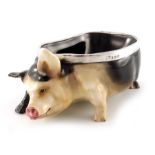Charles Noke for Royal Doulton, a silver mounted pig dish