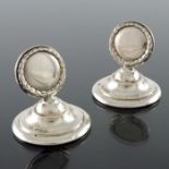 A pair of Edwardian silver menu holders, Elkington and Co., Birmingham 1908