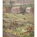 Brian Gardiner (20th century), Northern Village Scene, oil on canvas, label on verso, 30cm x 26cm, f