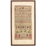 A George II strip sampler, dated 1730