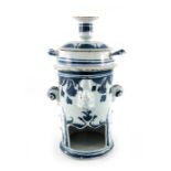 A London Delft blue and white food warmer candlestick