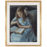 British School (early 20th century), Portrait of a Child Reading, possibly Elizabeth Bowes-Lyon (Que