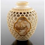 George Owen for Royal Worcester, a double walled blind reticulated vase