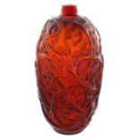 Rene Lalique, a Ronces red amber glass vase