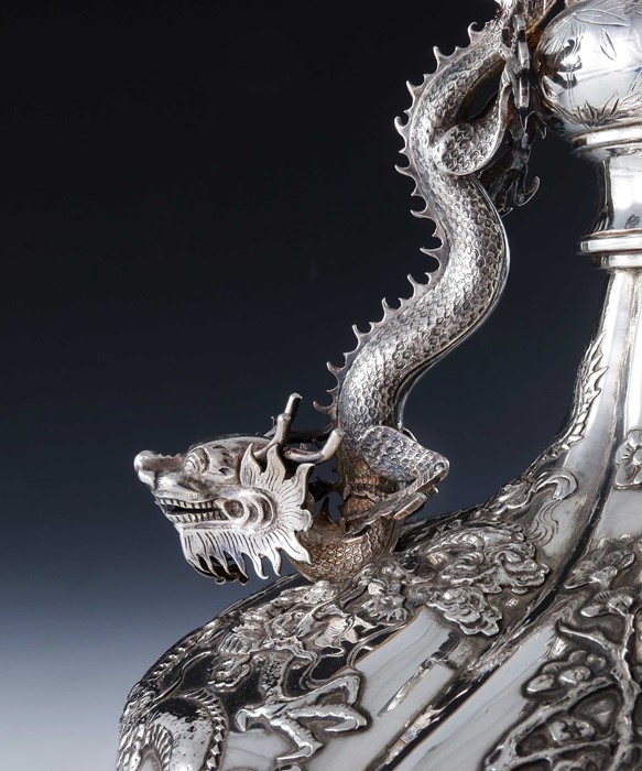 A Chinese silver five light candelabrum, Wang Hing, Hong Kong circa 1900 - Image 3 of 6