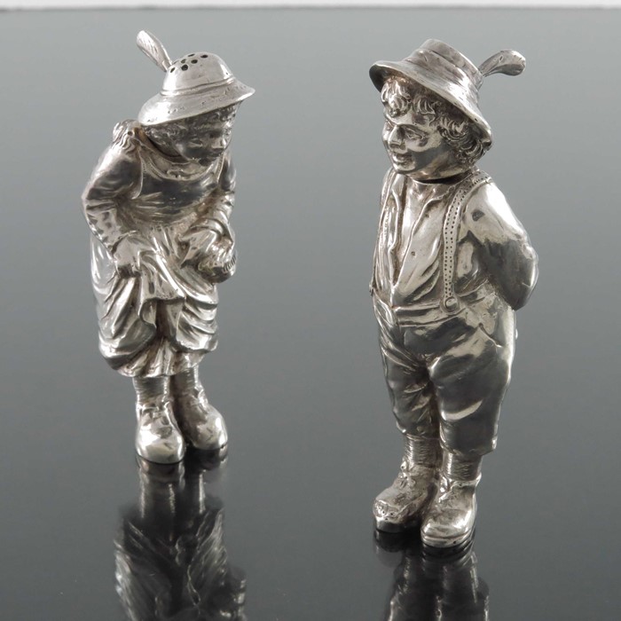 A pair of Continental cast silver novelty salt and pepper pots - Image 2 of 6