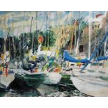 Jacqueline Turner (b.1959), Inner Harbour, St Peter Port Guernsey, mixed media, signed, 40cm x 50cm