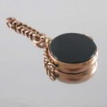 A 9 carat gold and bloodstone swivel fob