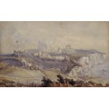 English School (early 19th century), Dover Castle, watercolour, 7cm x 12cm, framed