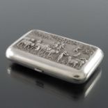 An Indian white metal cigar case