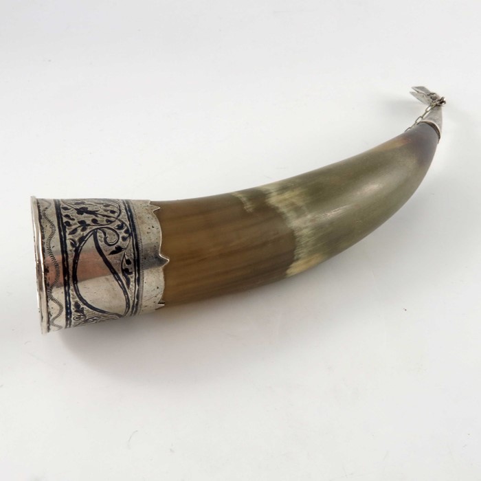 A Russian silver, niello and horn flask or beaker - Image 2 of 5