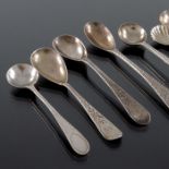 A collection of George III and later silver condiment spoons
