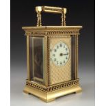 A French gilt brass carriage timepiece