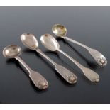 Four George III and Victorian silver condiment spoon