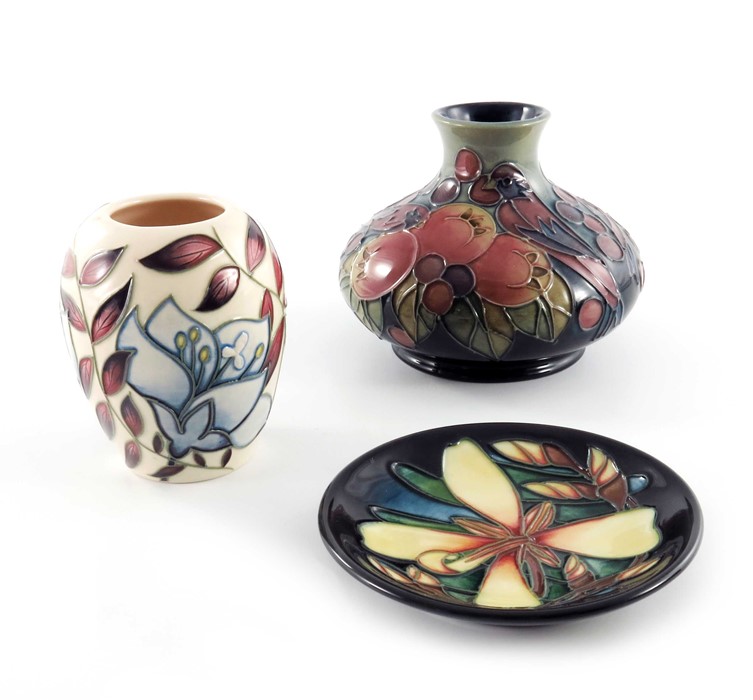 Sally Tuffin for Moorcroft, Finch and Fruit vase, 1996