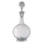 A Victorian Stourbridge intaglio cut glass decanter, circa 1885