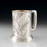 An Aesthetic Movement silver plated pint mug, circa 1870