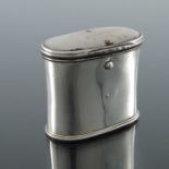 A George III Scottish Provincial silver snuff mull, circa 1810, straight sided oval form with spring