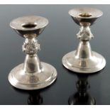 A pair of Iona style silver candlesticks, Hardy Brothers, Birmingham 1965