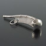 A Victorian silver Bosun's whistle, George Unite, Birmingham 1873