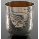 Rod Kelly, a Modernist engraved silver beaker, London 1997