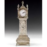 A 19th century Dutch silver novelty longcase clock, import marks Lewis Lewis, London 1891