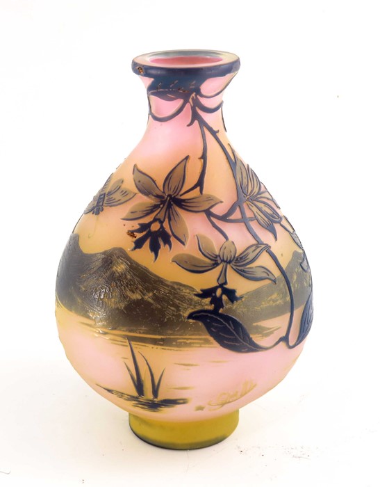 Emile Galle, a cameo glass landscape vase, circa 1905
