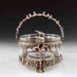 An Edwardian novelty silver plated and glass sardine pot or ice bucket, Walker and Hall