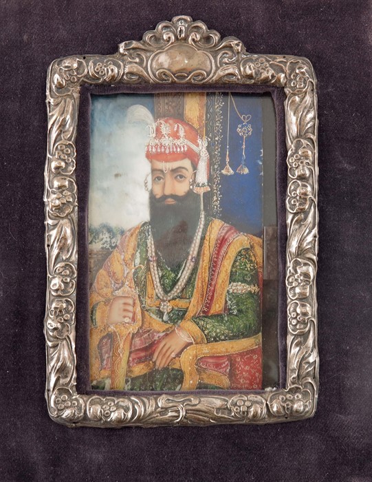 λ Indian School (19th century), A Portrait of a Sikh Maharaja on ivory, possibly Ranjit Singh