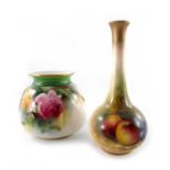 E Townsend for Royal Worcester, a fruit painted vase