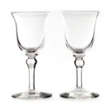 Harry Powell for James Powell and Sons, Whitefriars, a pair of Arts and Crafts liqueur glasses