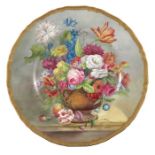 H H Price for Royal Worcester, a floral painted cabinet plate