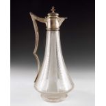 A Victorian silver mounted glass claret jug, Atkin Brothers, Sheffield 1869